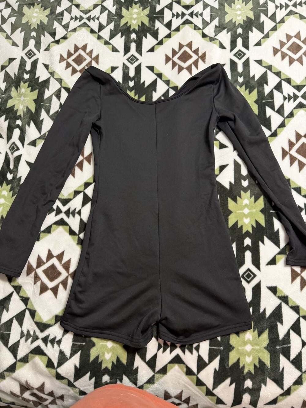 Black Long Sleeve Short Romper Unitard Size XS